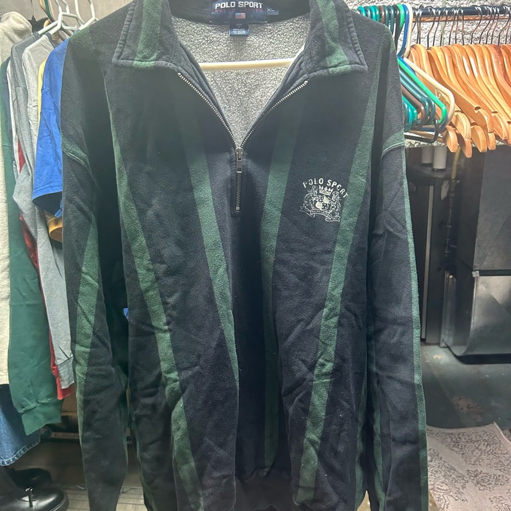 Polo by Ralph Lauren Black and Green Striped Sweater